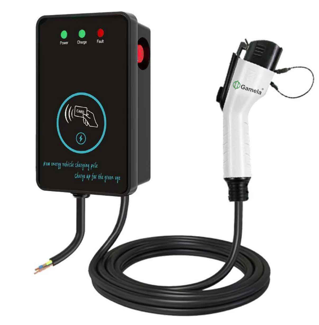 2142EAM - Type1-J1772-32A-AC-RFID-to-Charge-Wall-Mounted-Column-Ev-Charger-output-current-32A