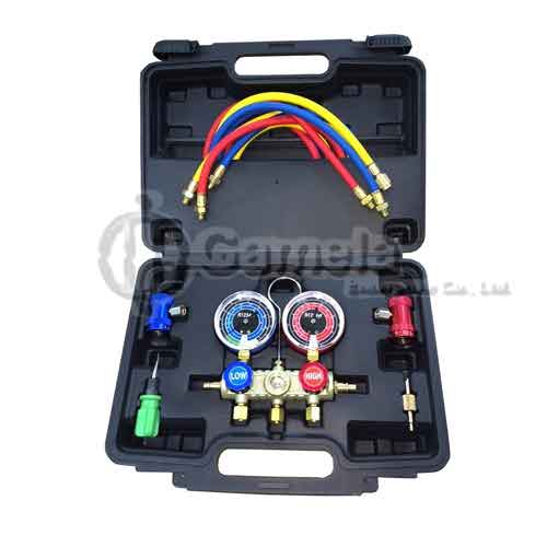 50918SF - R1234yf-forging-2-way-manifold-set-with-manual-quick-couplers