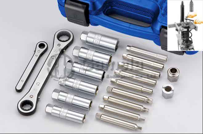 57019-F - Shock-Absorber-Piston-Rod-Tool-Set-for-VW-AUDI-SEAT-FIAT-VAUXHALL-OPEL-PEUGEOT-RENAULT-BMW-MERCEDES-JAPANESE-PASSENGER-CARS-VOLVO-NISSAN-MERCEDES-W203