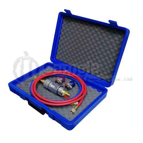 58949K - Refrigerant-Checking-Tube-packed-in-plastic-case-with-1-8M-blue-and-red-hose-90-degree-manual-quick-coupler-H-and-L-For-R134a