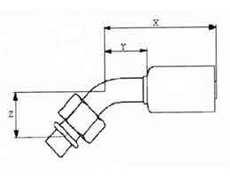 CI - Pipe-Fitting-Steel-O-ring-Female-45deg-for-R-134a-CI