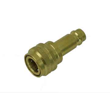 50552R-L - Brass R134a female coupler to R1234yf male coupler w/ STD valve core low side