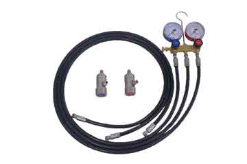 50744-CO2 - R744 Brass Manifold gauge set, w/quick coupler, w/hose
