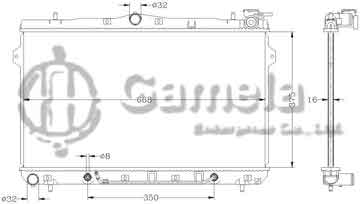 6121015N - Radiator for HYUNDAI ELANTRA/COUPE/LANTRA '95- AT OEM: 25310-29700/29750 DPI: 1897