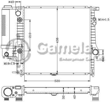 6144009N - Radiator for BMW 520/523/528i '95- E39 AT OEM: 1427153/1740695/1742153