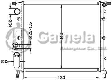 6151009N - Radiator for RENAULT CLIO/EXPRESS 1.2/1.4 '88-91 MT OEM: 7700786444/7701047886/7701395092