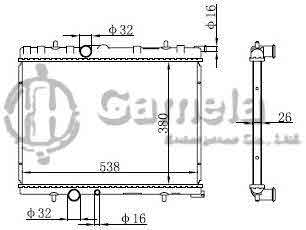 6190320002-T - Radiator for CITROEN XSARA 1.6i 2.0i 16v 00 M/T OEM: 133086