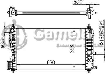 6190322155-T - Radiator for CHEVROLET/GMC Impala/Malibu L4 2.0/2.5 13-15 A/T NISSENS: 60948A DPI: 13328 13332