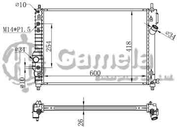 6190423038-T - Radiator for DAEWOO KALOS/AVEO 1.4-1.6 09-10 A/T OEM: 96817887