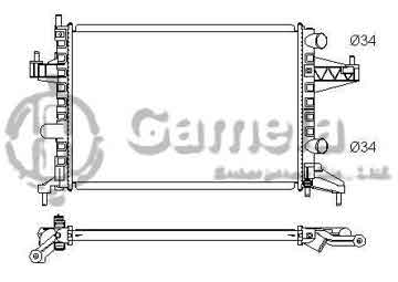 6191516010-T - Radiator for OPEL COMBO / CORSA C / TIGRA B 16V1.2/1.6i 2000- A/M NISSENS: 63007A OEM: 9201955, 1300236, 1300250, 25555161