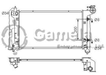 6192025039-T - Radiator for TOYOTA COROLLA / MA/TRIX / PONTIAC VIBE L4 1.8 03-08 A/T NISSENS: 646321 OEM: 16400D230, 164100D250, 1640021140, 1640021130, 1640021150 DPI: 2428PA16AT