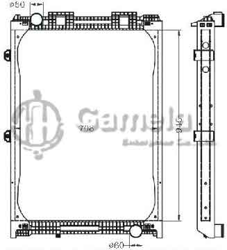 6255053 - Radiator for MAN F2000 6CYL/D28'94- MT OEM: 81061016407/6423/6438/9438