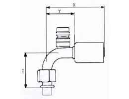 CL - Pipe Fitting Steel O-ring 90° Service port for R-134a CL